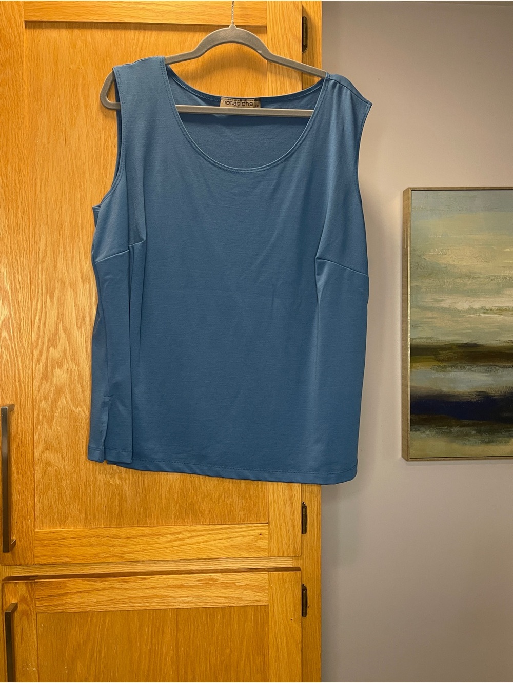Notations Slate Blue Scoop Neck Sleeveless Tank Size 1X Stretch Light Weight